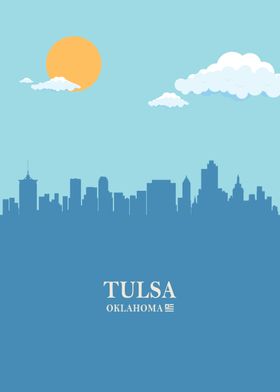Tulsa City Skyline Blue