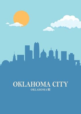 Oklahoma City Skyline Blue