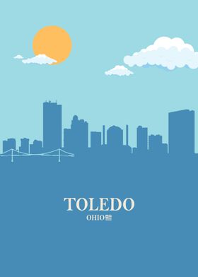 Toledo City Skyline Blue