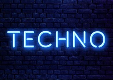 Techno Music Blue Neon