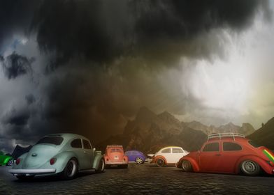 VW Beetle stormy drama 