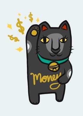 Black Maneki Neko cartoon