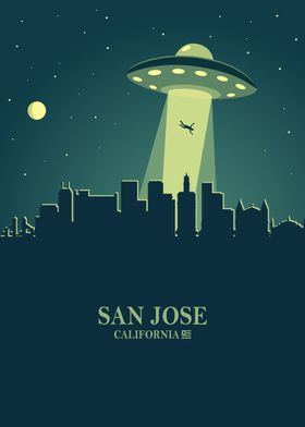 San Jose City Skyline Ufo