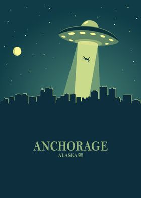 Anchorage city Skyline Ufo