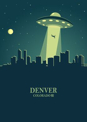 Denver City Skyline Ufo