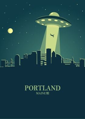 Portland City Skyline Ufo