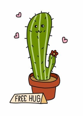 Cactus free hug cartoon