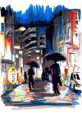 night street of Japan