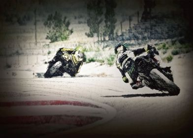 Race motorcycles action