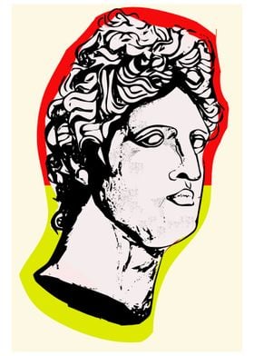 Greek god Apollo head art