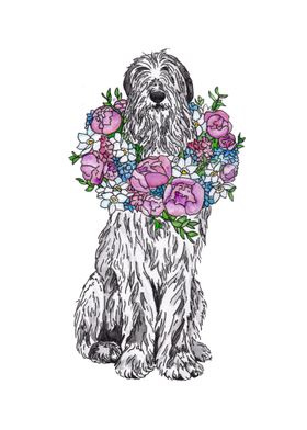 Dog with bouquet