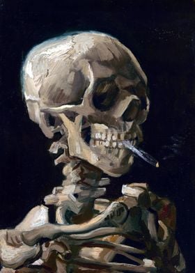 Van Gogh Smoking Skeleton