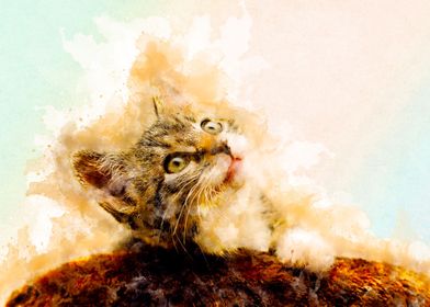 cute cat watercolor 