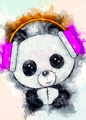 cute panda watercolor