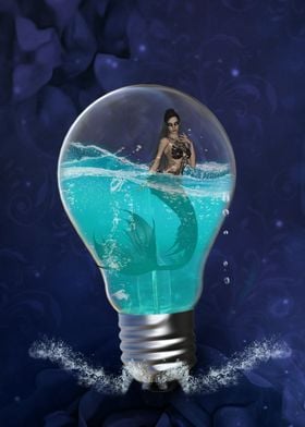 Light bulb with mermaid