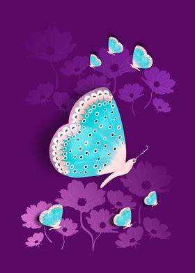 Butterfly in purple garden