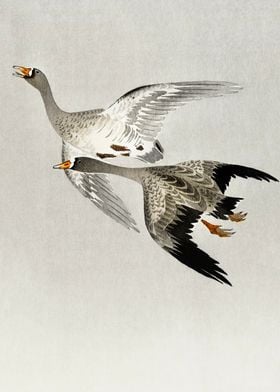 Flying Geese woodblock art