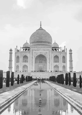 Taj Mahal Black and White