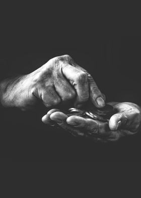 hand and coin