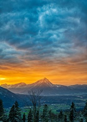 Mountain on light