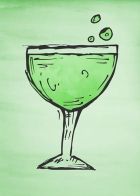 Green Watercolor Cocktail