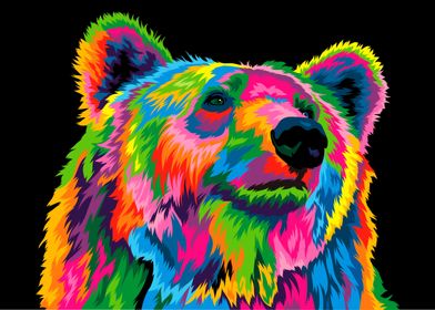 Bear head colorful popart