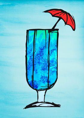 Blue Watercolor Cocktail
