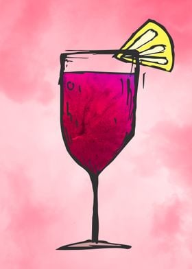 Red Watercolor Cocktail