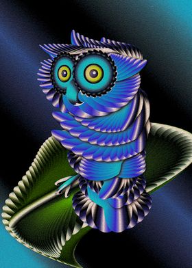 Blue owl at night time