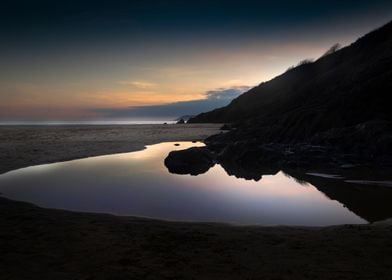 Rockpools at sunset