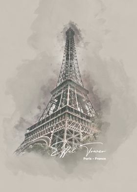 Eiffel Tower watercolor 