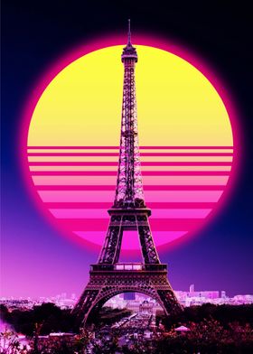 Paris Eiffel tower retro
