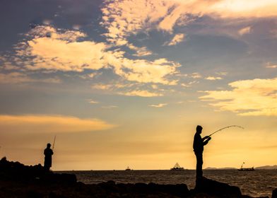 Fisherman on the sea 