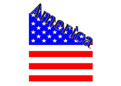 America Angled Flag Text