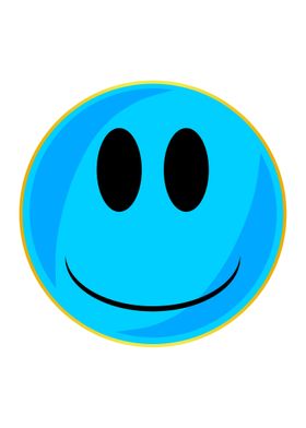Blue Smile Face Button 