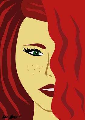 Red haired woman popart