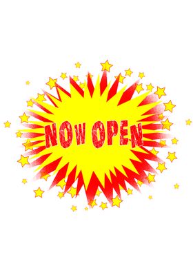 Cartoon Yellow Now Open