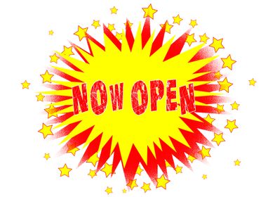 Cartoon Yellow Now Open