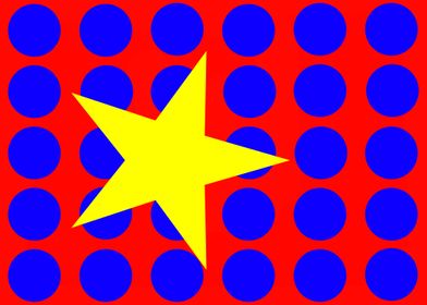 Yellow Star on Blue Dots