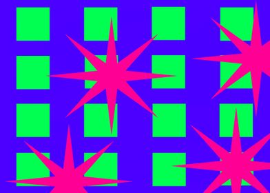 Four Pink Stars on Squares