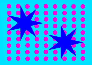 Pair of Blue Stars on Dots