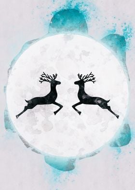 deer jump at moon