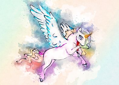 unicorn on watercolor 