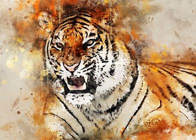 Tiger watercolour effect