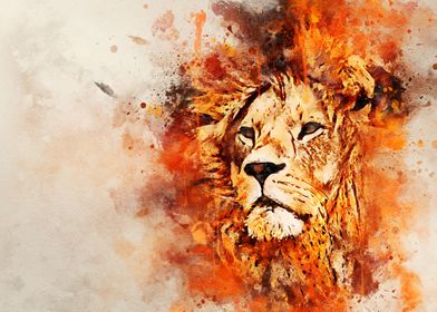 Lion watercolour effect