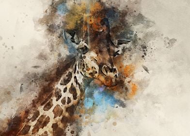 Giraffe watercolor effect