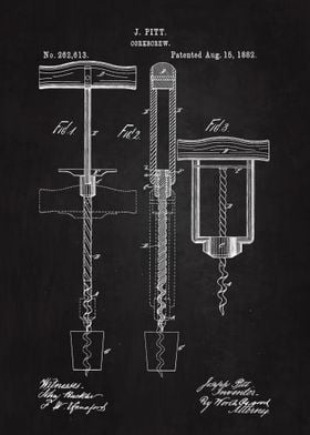 1882 Corkscrew Patent Art