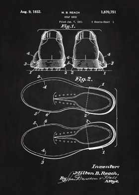 1932 Golf Shoe Patent Art