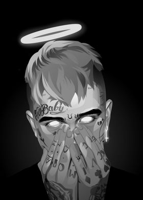 Lil Peep grayscale neon