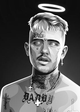 Lil Peep grayscale neon